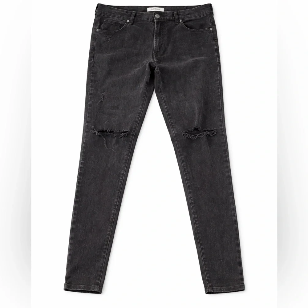 PacSun Stacked Skinny Jeans 36x32 Distressed Black Wash